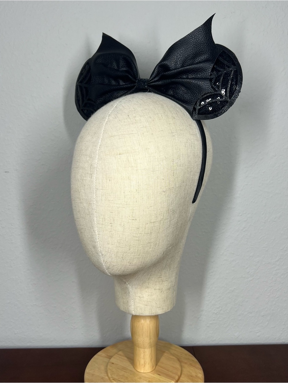 Black Cobweb Bat Wing Minnie Ears | Disney-Inspired Halloween Mouse Ears - Picture 6 of 8